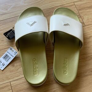 Adidas Comfort White and Gold Sandals unisex